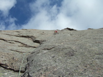 to a belay below the friction and fingertip crack of pitch 8