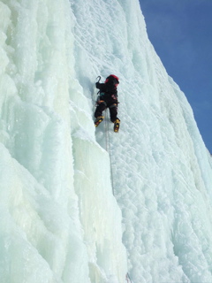 Per gets to grips with some steep ice