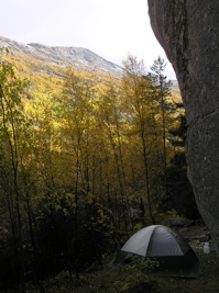 Campsite under the cliff