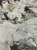 Jørn nearing the first belay on Månedans