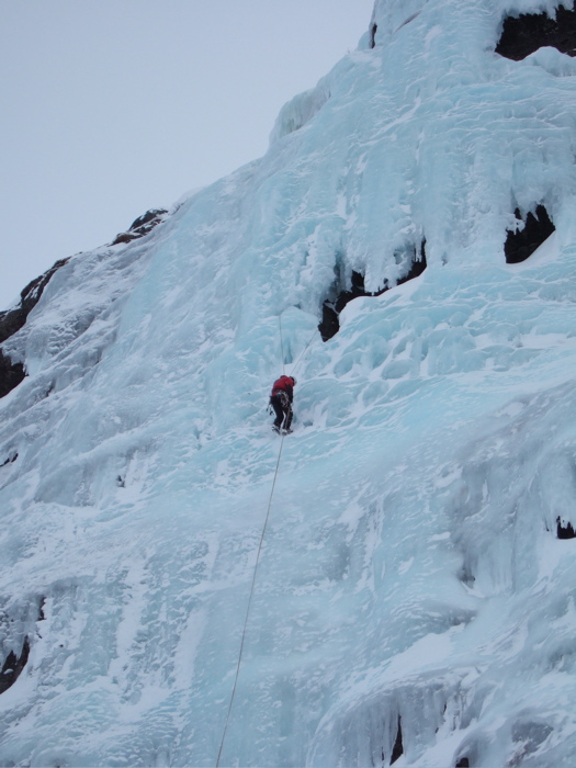 Abseiling down from the ice cave