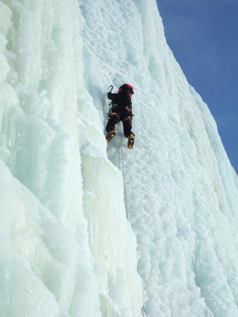 Per gets to grips with some steep ice